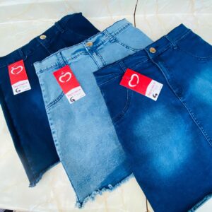 FALDA DE MEZCLILLA LISA COLORES Y TALLAS SURTIDAS