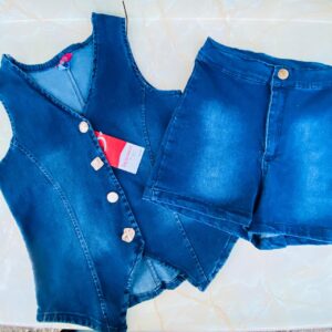 CONJUNTO DE SHORT  Y CHALECO DE MEZCLILLA $240 TALLAS Y COLORES SURTIDOS