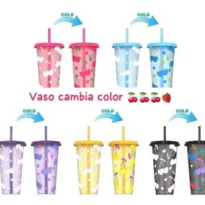 vaso magico con popote se envian colores y modelos surtidos $14